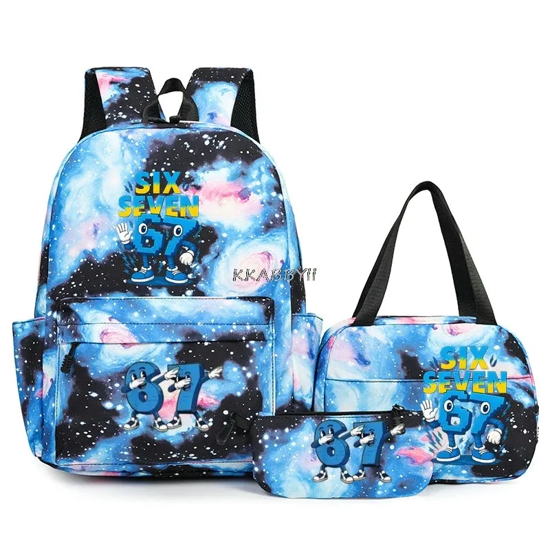 lot de 3 sacs à dos imprimés 67 six seven, style simple, légers, pour garçons et filles, sacs d'école amusants avec le numéro 67, sacs de voyage, mochilas