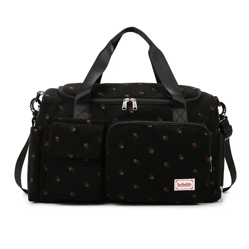 sac fourre-tout de voyage en velours côtelé, sac de voyage de grande capacité avec compartiment à chaussures, sacs de sport et de fitness pour femmes
