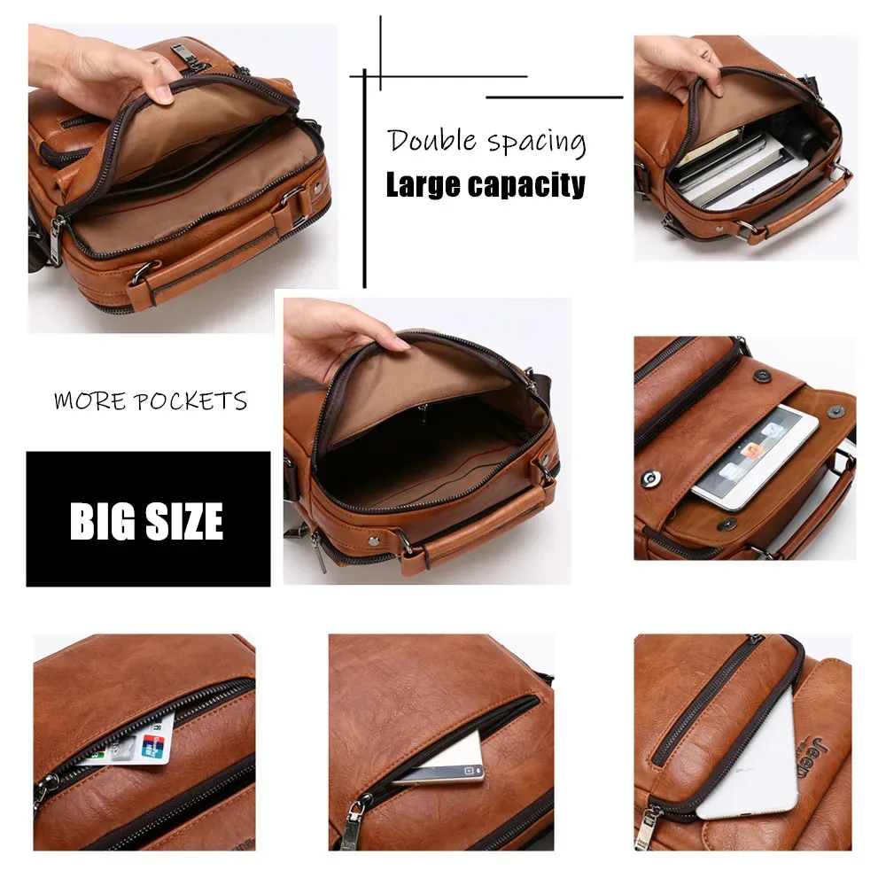 jeep buluo sacs à main pour hommes marque célèbre grande taille homme en cuir bandoulière sac à bandoulière pour 9.7 pouces ipad décontracté affaires