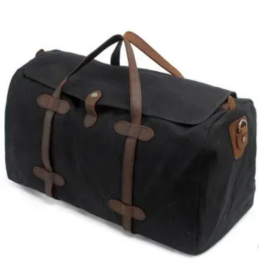 sac de voyage vintage en toile cirée pour homme, grand sac de voyage à main, sac de week-end, sac messager, grand sac fourre-tout pour la nuit.