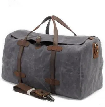 sac de voyage vintage en toile cirée pour homme, grand sac de voyage à main, sac de week-end, sac messager, grand sac fourre-tout pour la nuit.