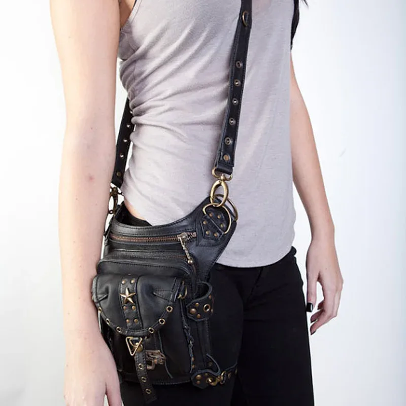 steampunk taille jambe sacs femmes hommes style victorien étui sac moto cuisse hanche ceinture packs messager sacs à bandoulière