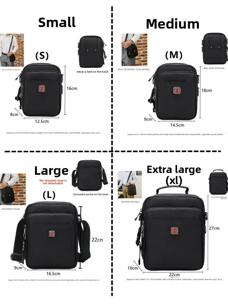 nouveauté sac à bandoulière pour hommes messager sac à main étanche oxford fermeture éclair sacs à bandoulière pour homme noir style polyvalent s/m/l/xl