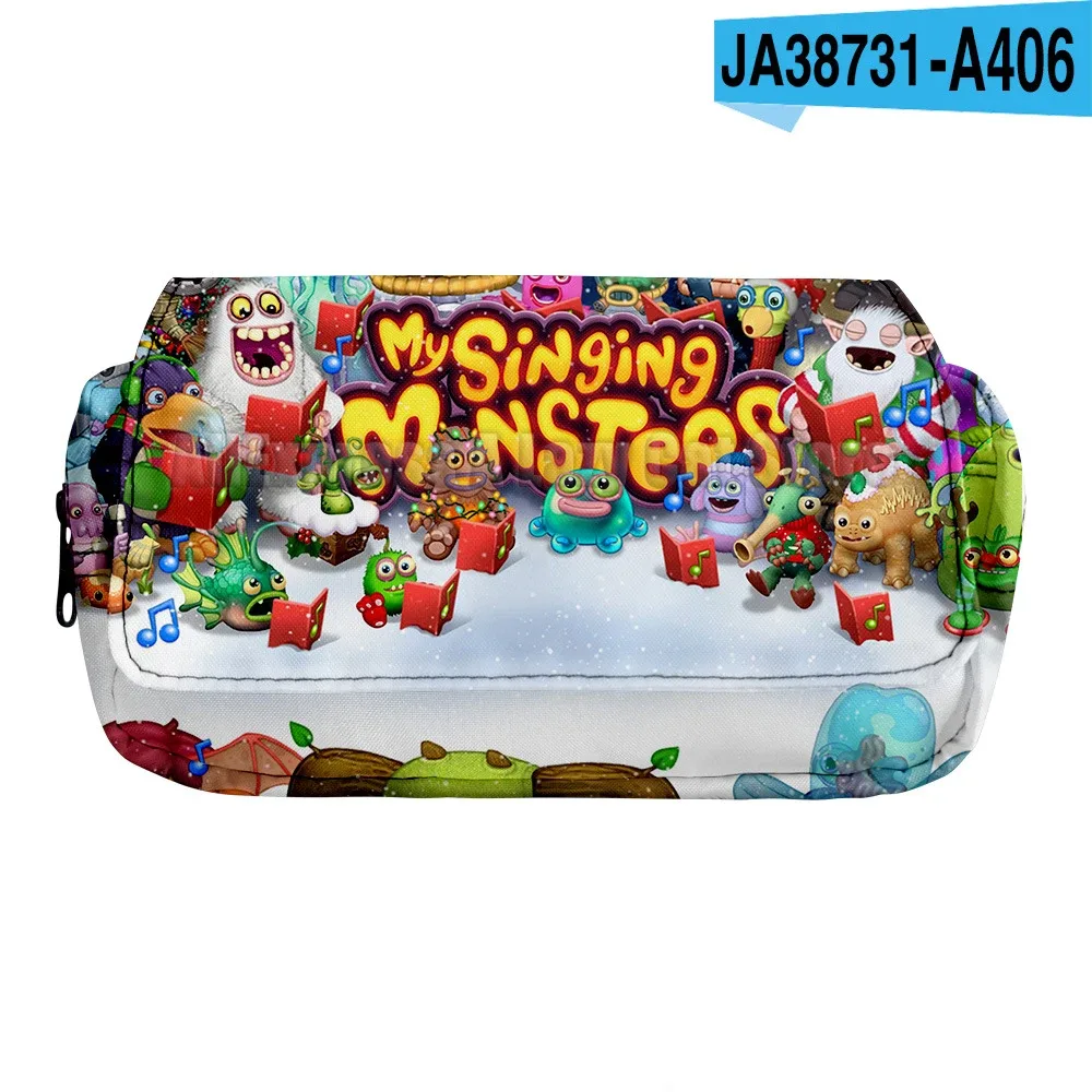 my singing monsters stuffed horror game trousse à crayons pour étudiants, grands sacs à stylos, boîte de rangement, garçon, fille, enfant, école, fournitures de papeterie