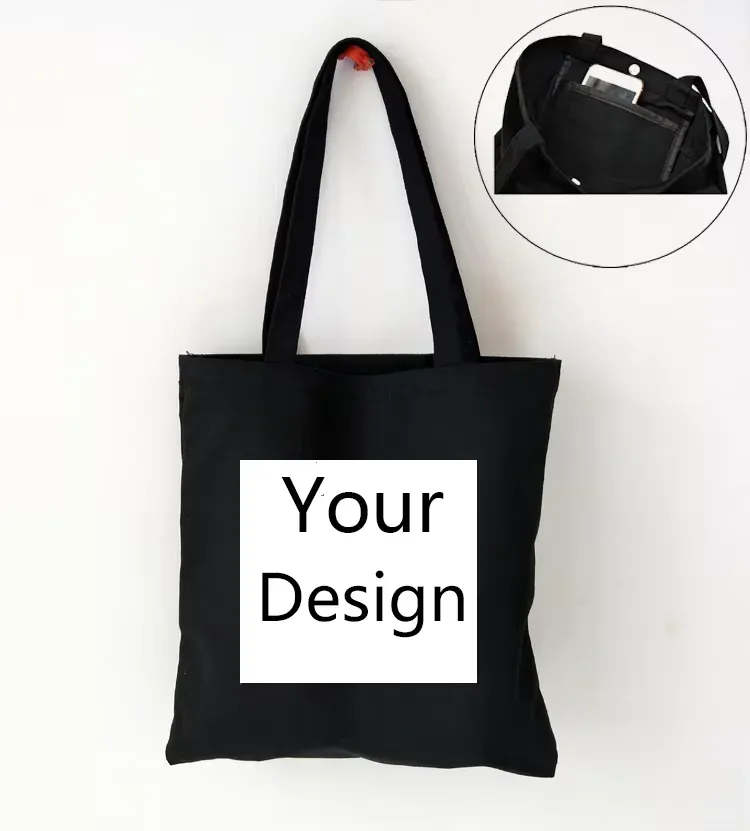 sac fourre-tout en toile de coton personnalisé, shopping vos images ici, design original, sacs de voyage blancs à la mode