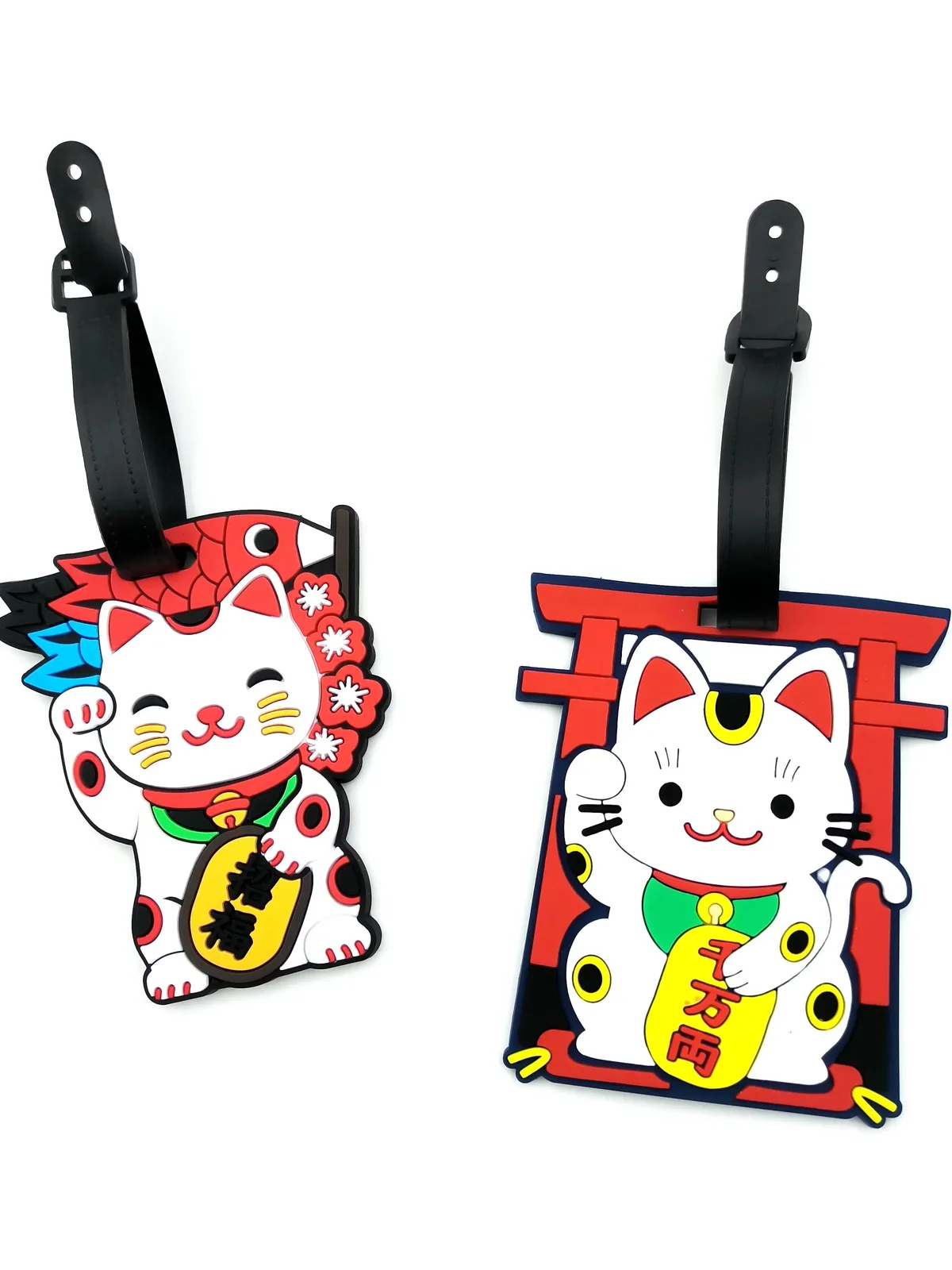 1 pièce/2 pièces/3 pièces zhaocai chat étiquette de bagage pendentif voyage essentiel aéroport bagages anti perte étiquette d'identification nom de bagage unisexe