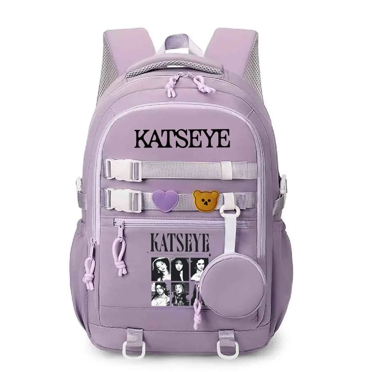 sacs à dos d'école graphiques katseye pour femmes et filles, sacoche pour ordinateur portable, cartable pour adolescentes, cadeaux pour fans de katseye