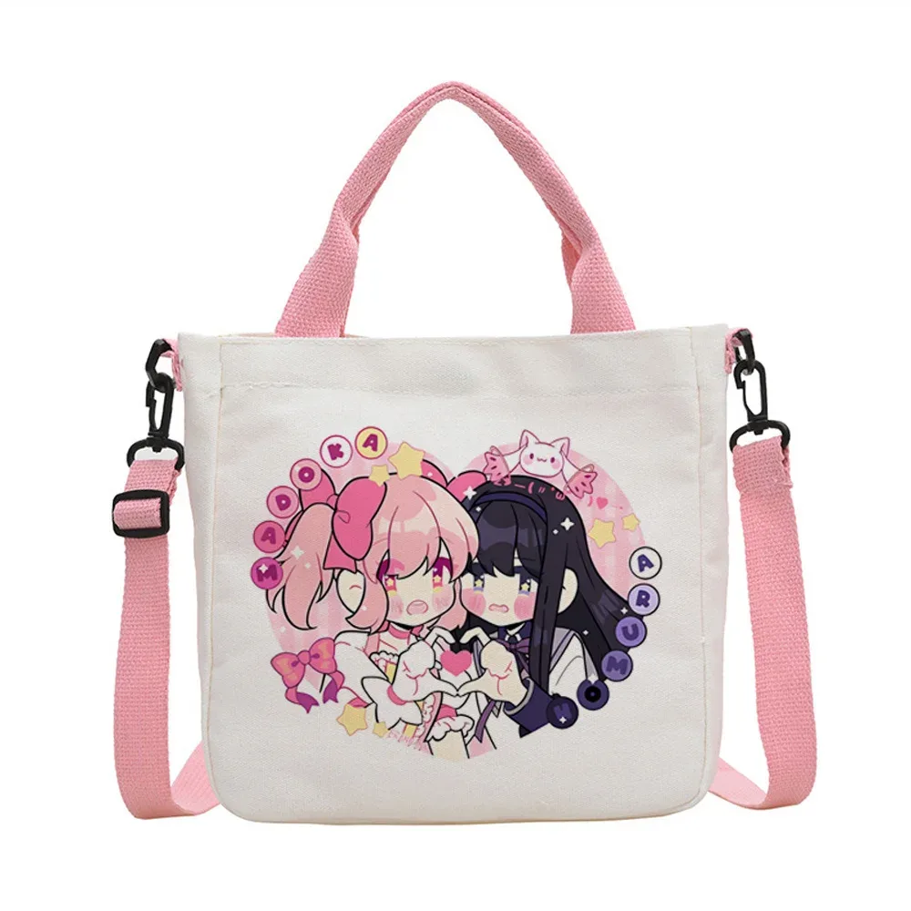 sac fourre-tout madoka magica en toile réutilisable, sac cabas, einkaufstasche femme