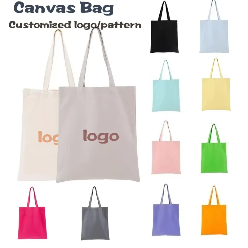 Sac fourre-tout en toile vierge, sac de shopping écologique, sacs à bandoulière en toile haut de gamme, logo personnalisé