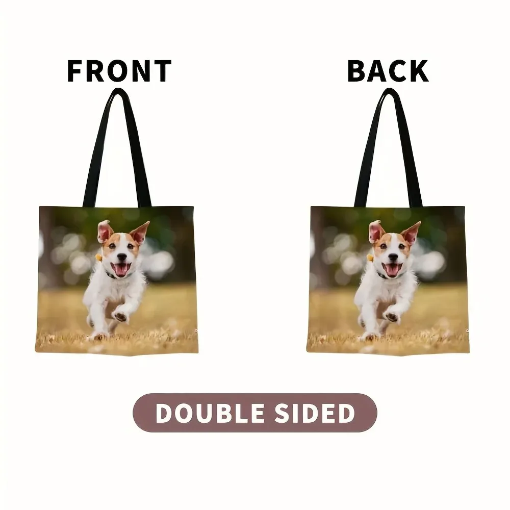 sac fourre-tout en polyester personnalisé, sac à bandoulière pliable avec impression de photos personnalisées, sac de rangement au design réutilisable, sacs de courses