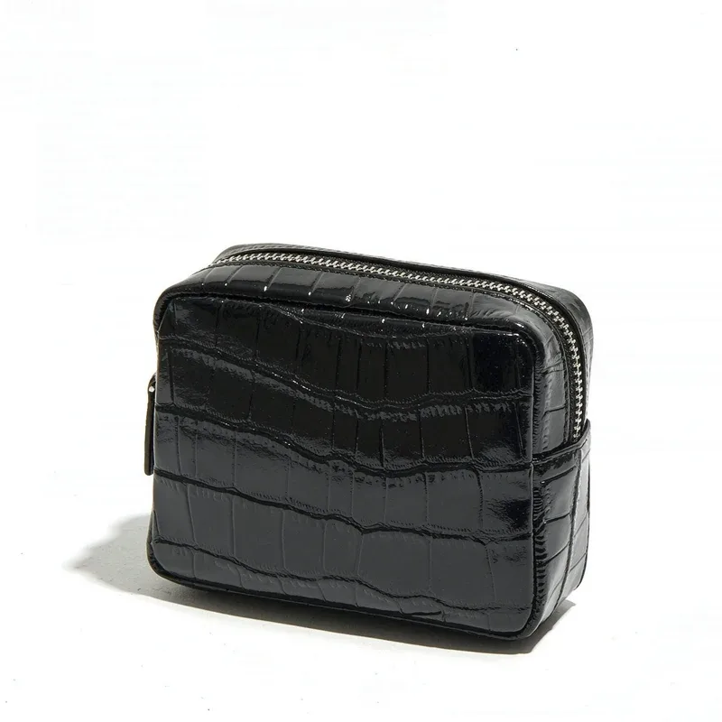 personnaliser les initiales en cuir véritable motif crocodile pochette mini boîte sacs de maquillage pour les femmes de luxe concepteur 2026 nouveau en cuir de vache naturel voyage affaires organisateur sac