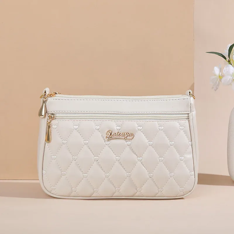 sacs à bandoulière en cuir pu avec fermeture éclair pour femme, petit sac à main, sac à main, grande capacité, fil à broder, initié à la mode, nouveau