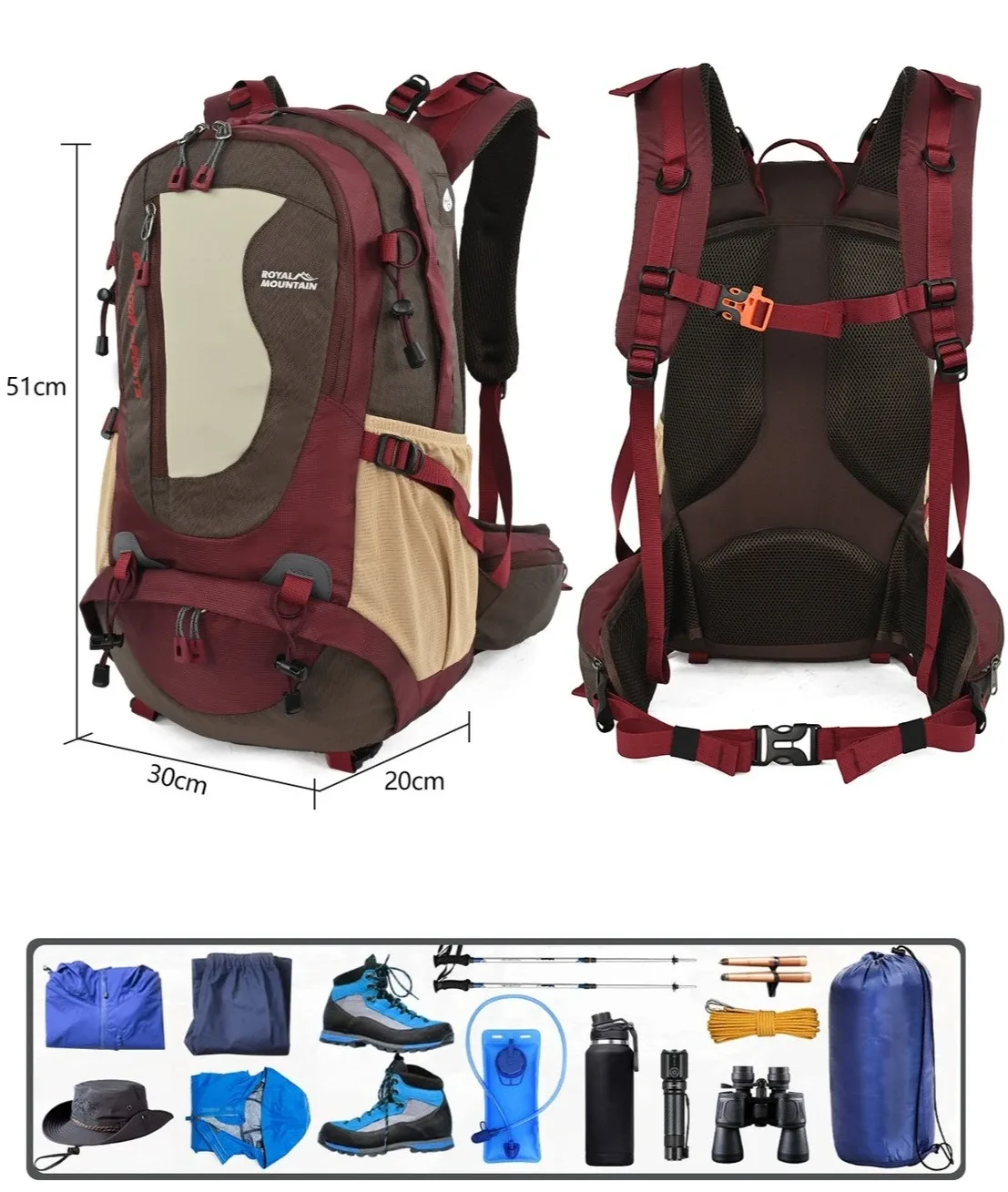 sac à dos de randonnée en nylon pour hommes et femmes, sac de montagne, sac de trekking léger pour le sport, le voyage et le camping