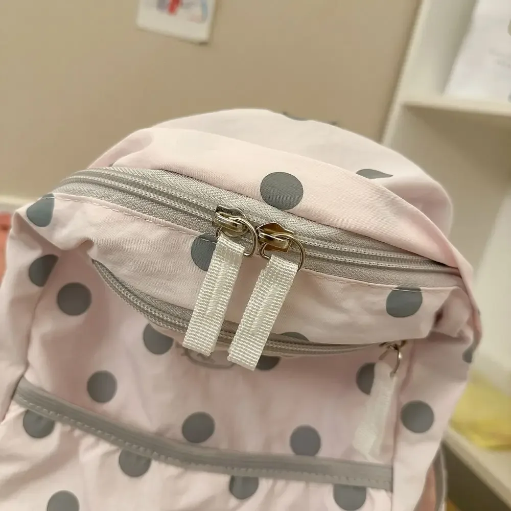 sac à dos tendance à pois, minimaliste, grande capacité, en nylon, avec broderie chat, léger, pour étudiant, cadeau