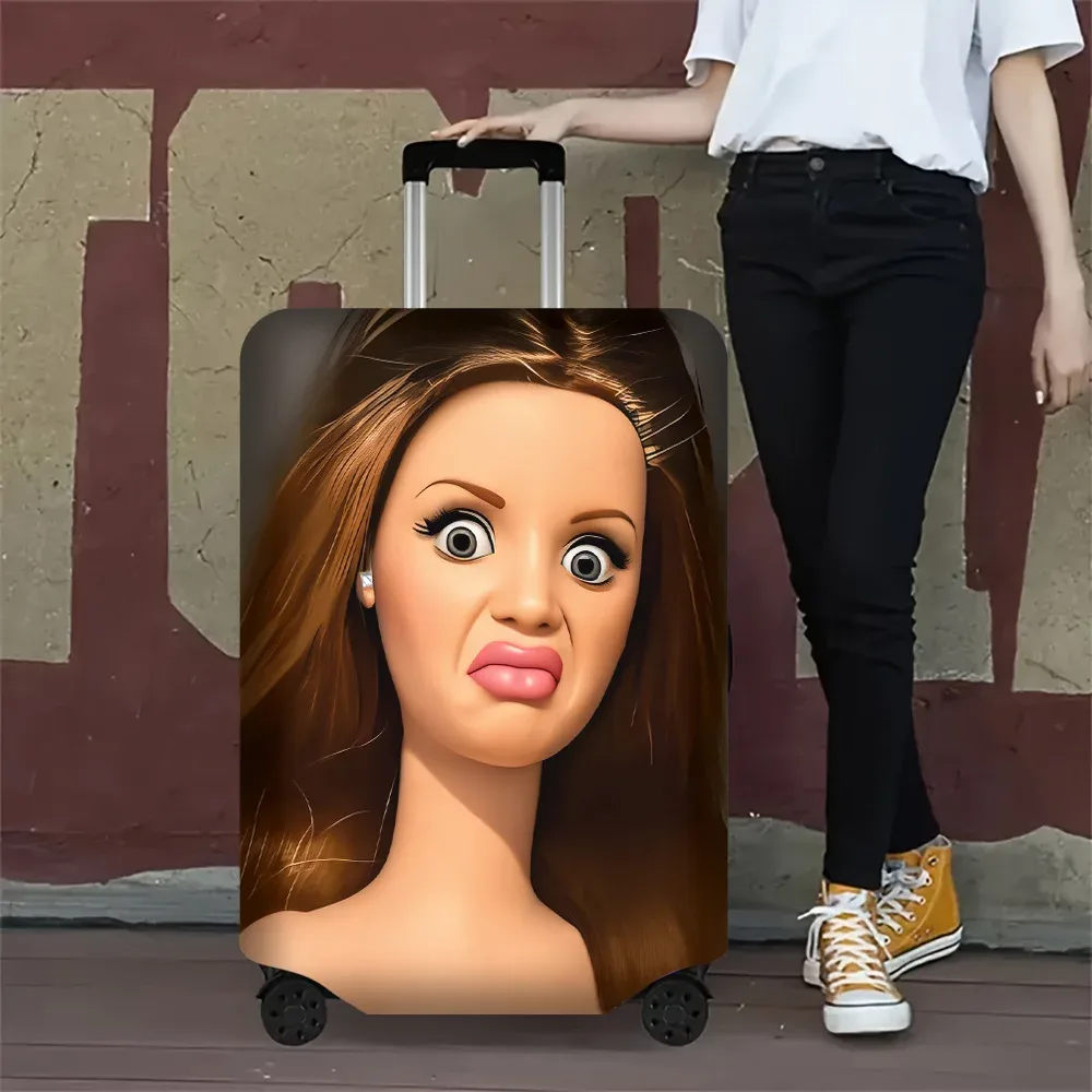 1 housse de bagage amusante avec imprimé visage de bébé pour bagages de 18 à 32 pouces ; accessoires de voyage anti-poussière et élastiques pour protéger efficacement vos bagages.