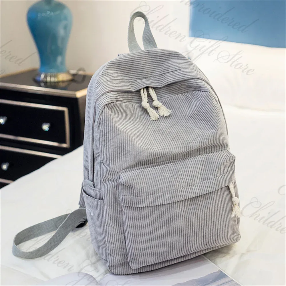 sac à dos personnalisé pour lycéen, avec nom brodé, sac à livres en velours côtelé pour adolescent, grands sacs de voyage personnalisés