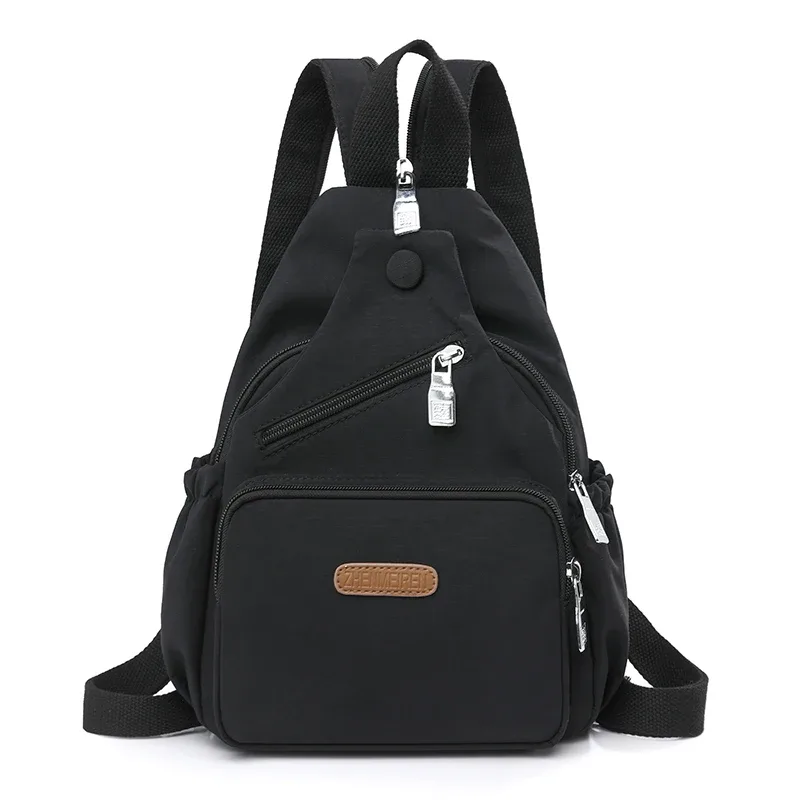sac de poitrine en nylon imperméable pour femmes, sac à dos à bandoulière à la mode, sac à bandoulière de voyage léger à poche pour un usage quotidien