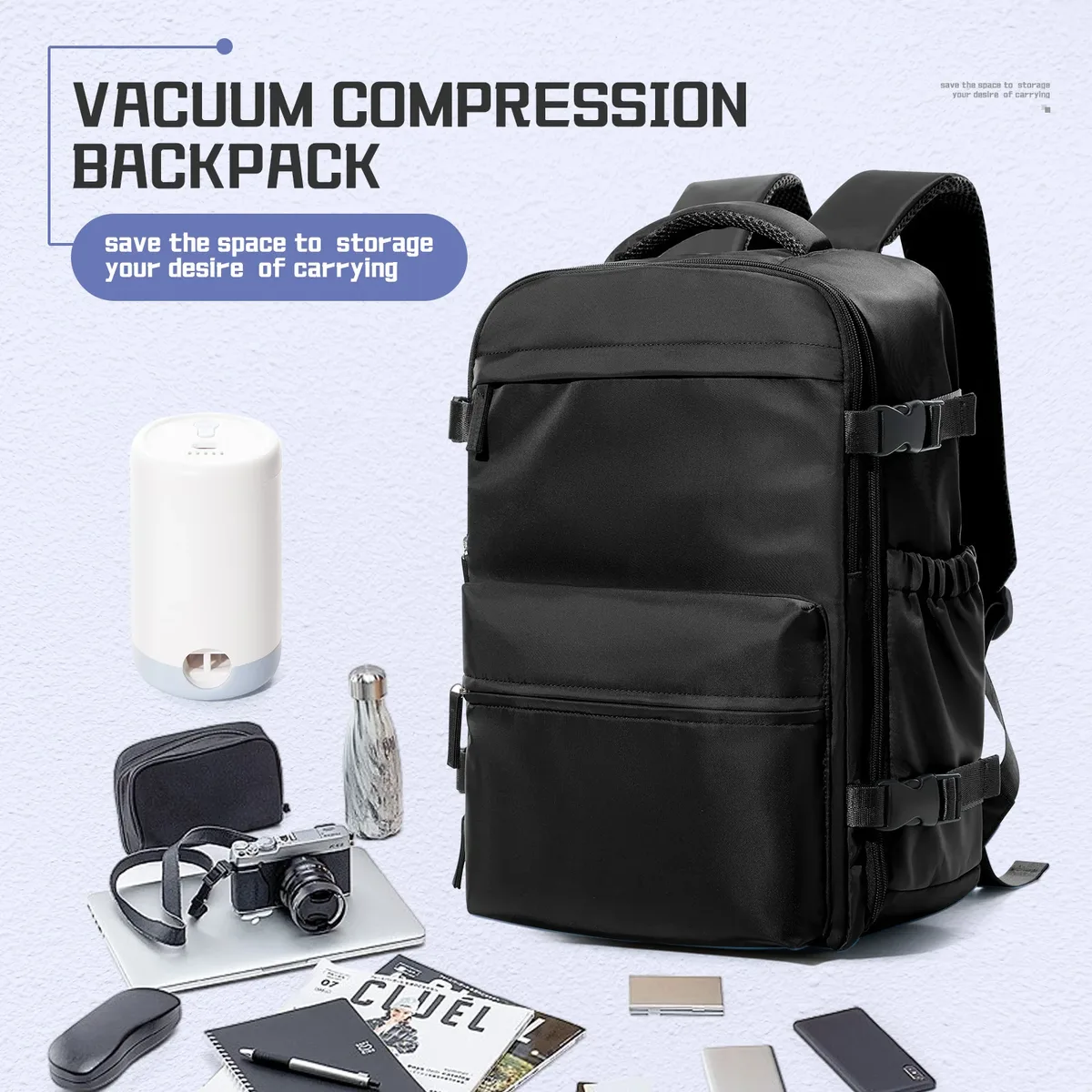 sac à dos de compression sous vide d'air, sac à dos pour ordinateur portable professionnel, sac à dos de voyage sous vide antivol de grande capacité pour femmes et hommes, randonnée