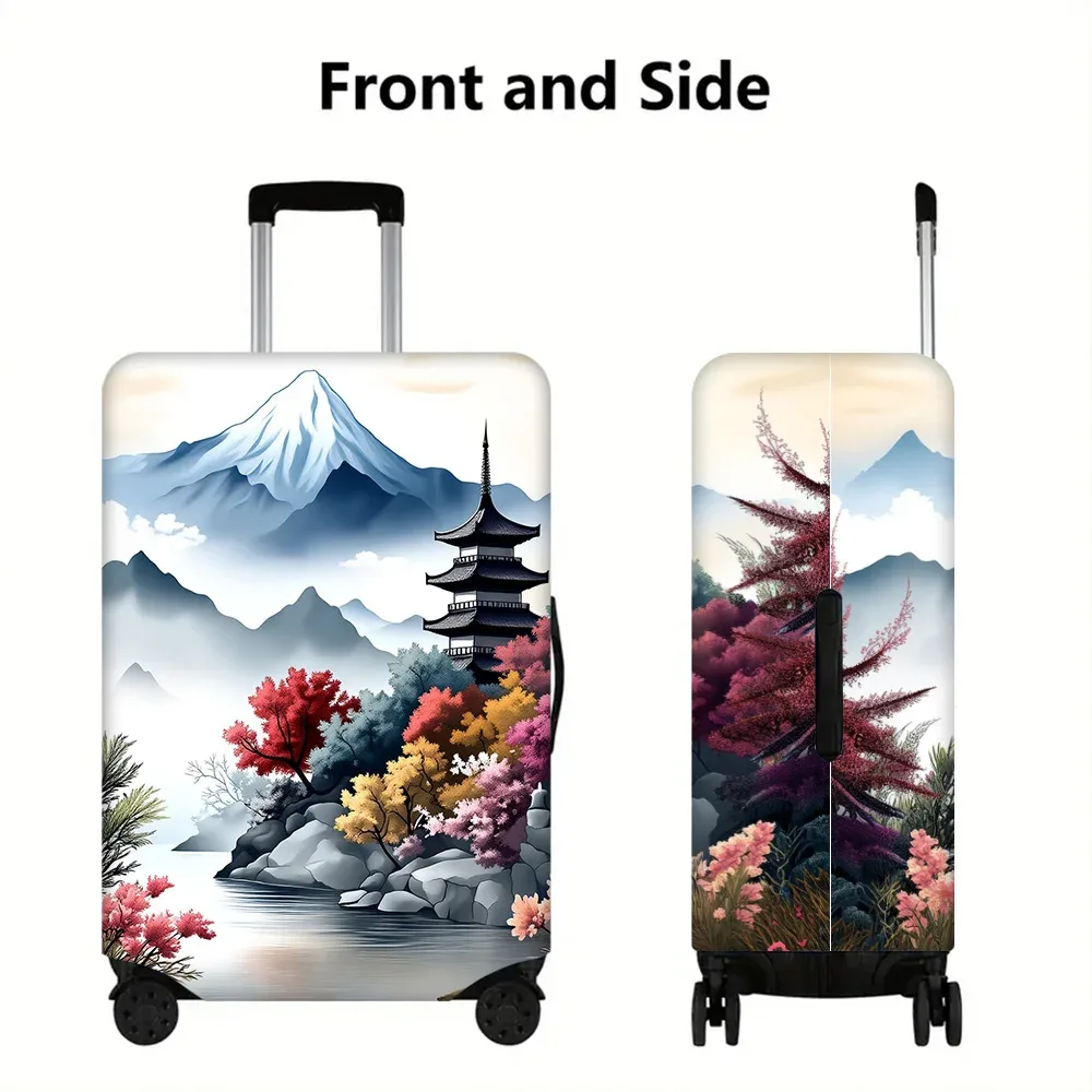 housse valise polyester motif pagode montagnes blanc noir bleu rouge vert rose protection voyage grande taille