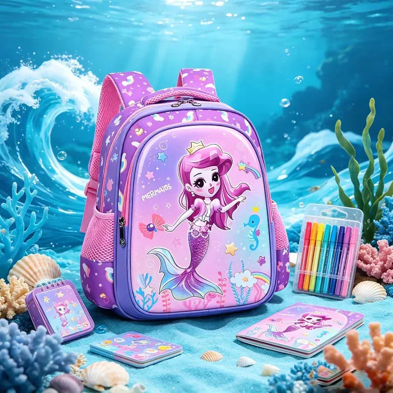 sac à dos pour enfants, sac à dos pour filles de l'école primaire, sacs à dos pour la maternelle, sacs à dos pour enfants avec motif de sirène 3d, sac à dos d'école pour enfants