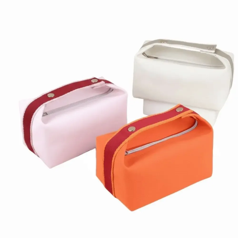 sac de rangement cosmétique tendance grande capacité en toile, pochette à maquillage portable, trousse de toilette de voyage