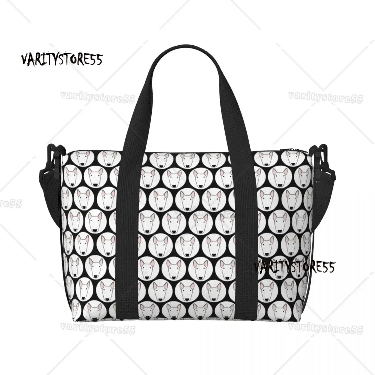 sac fourre-tout personnalisé à motif répété de chien bull terrier pour femmes, sac de voyage à bandoulière de grande capacité pour animaux de plage et de gymnastique
