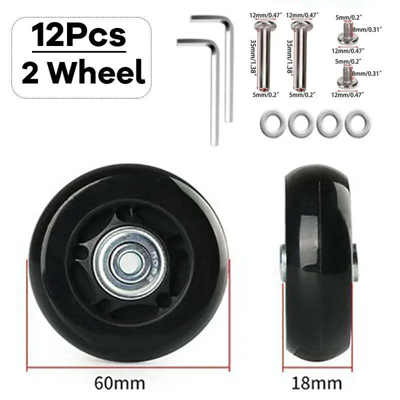 kit de réparation de pièces de valise, essieux de remplacement, roues de bagage de voyage silencieuses, roulettes, dia40 mm, 50mm, 60mm, 12 pièces, 24 pièces par ensemble