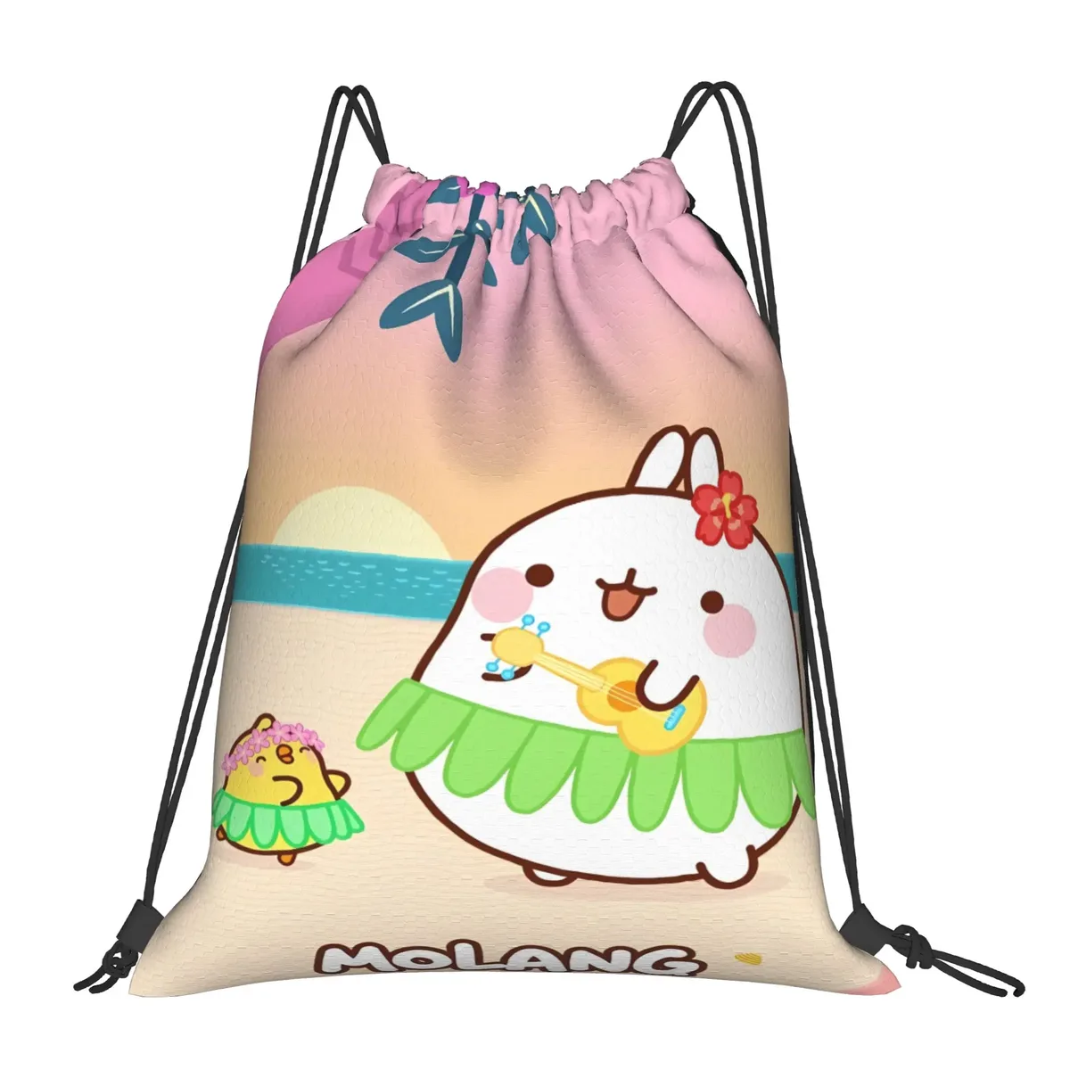 sac à cordon de serrage molang cartoon, sac à dos vintage résistant à l'eau, sac de sport pour femmes