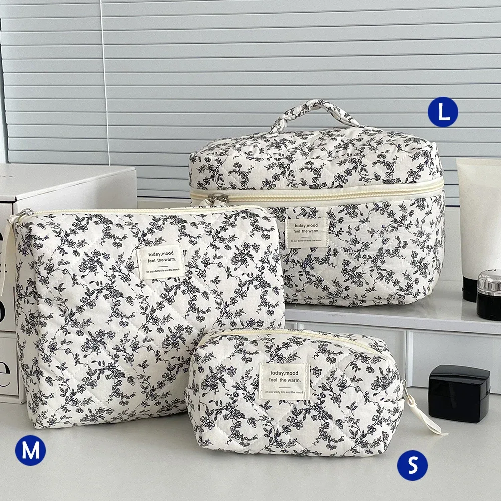 sac à cosmétiques de voyage à motif floral, sac à cosmétiques portable adapté aux voyages et aux essentiels scolaires pour femmes, trousse de maquillage