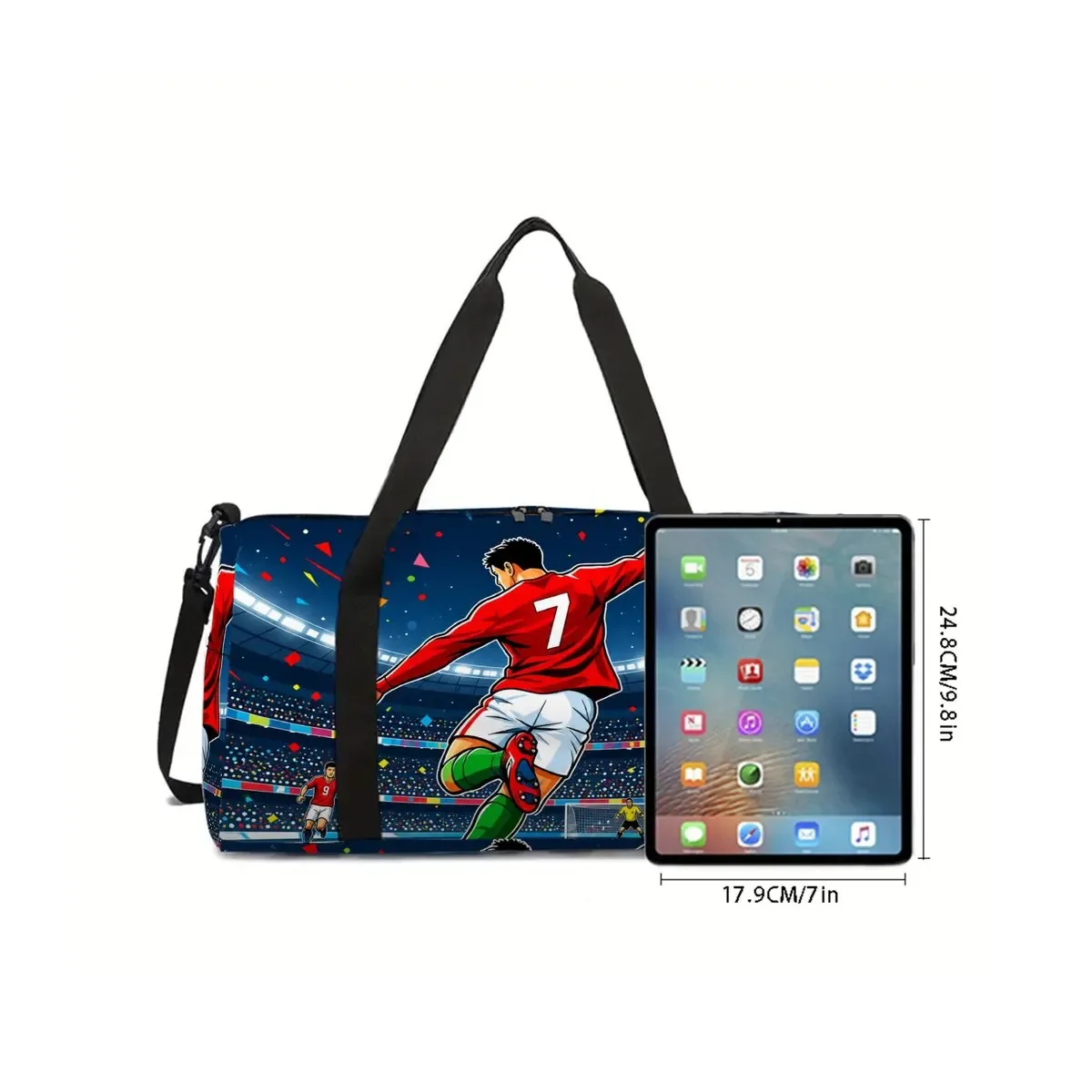 sac de voyage scolaire imprimé football, grande capacité, sac à bagages, dessin animé 2d, meilleur cadeau pour garçons et filles, style tendance