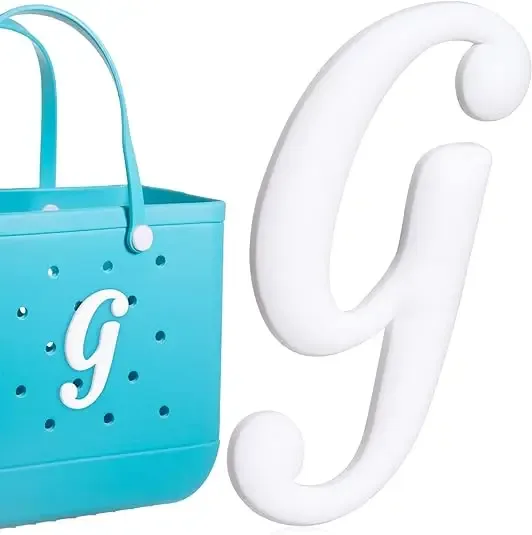 1pc lettre décorative pour sac à main, lettres de l'alphabet de couleur blanche accessoires de décoration lettres de l'alphabet 3d pour sac fourre-tout de plage