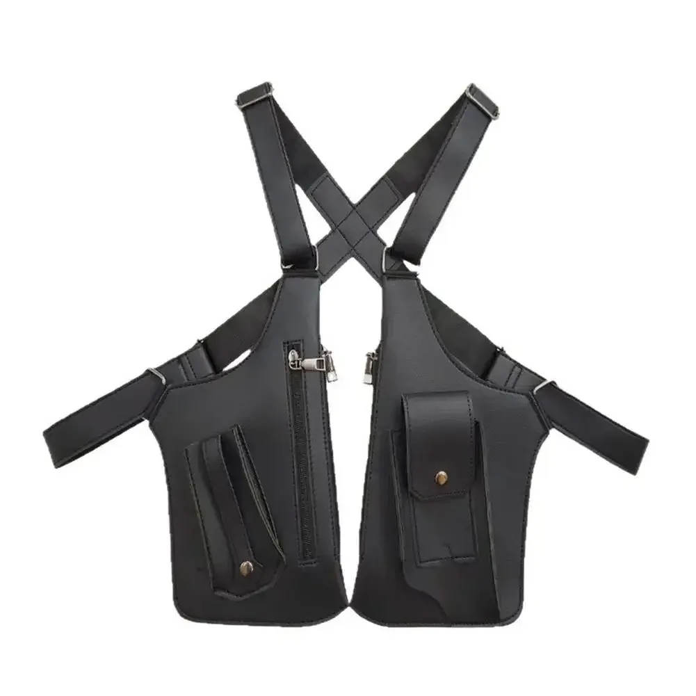 sac de poitrine style gilet, sac à dos utilitaire en cuir pu, streetwear réglable, sac à bandoulière tactique pour gilet pour moi l9b4