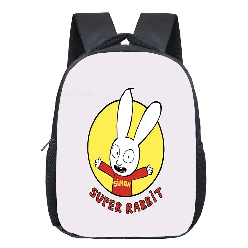 sac à dos scolaire simon super rabbit pour garçons et filles, motif dessin animé amusant, sac à dos enfant, sac à dos anime, sac à dos imprimé 3d, mochila