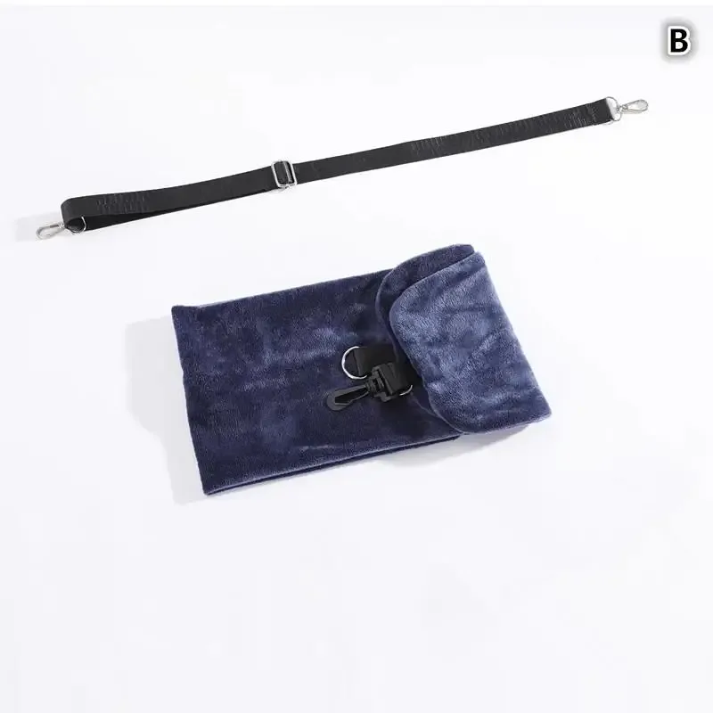 oreiller voyage cou velours doux noir glissière sac rangement bleu marine transport nuit avion confort sécurité