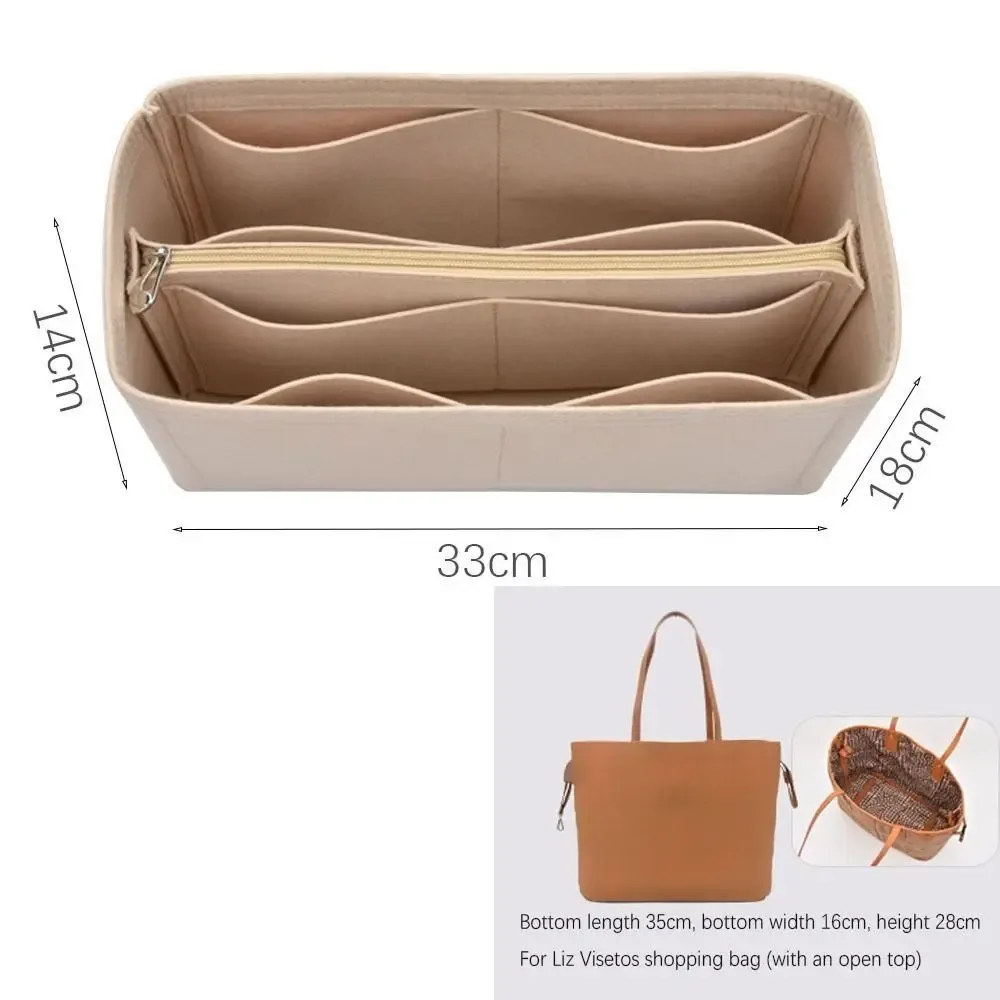 feutre insérer doublure sac à main organisateur pochette sac à main sac fourre-tout sac interne pour liz visetos