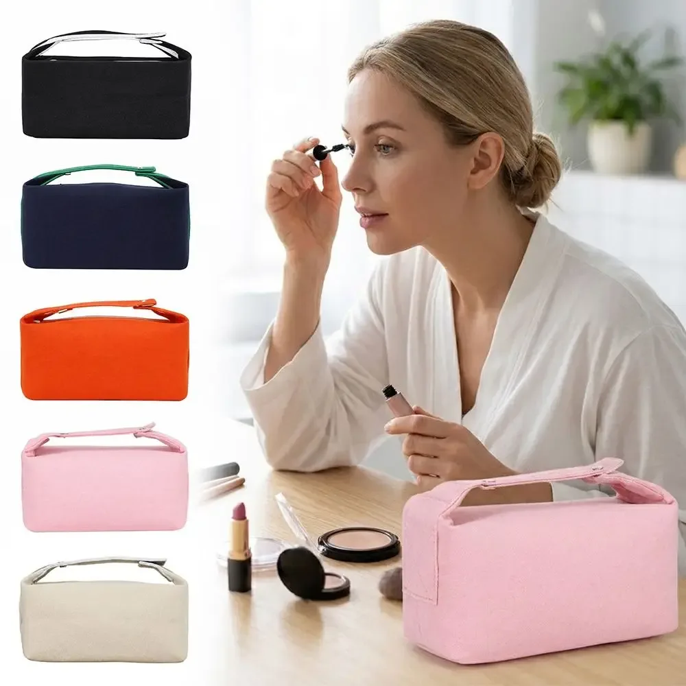 sac de rangement cosmétique grande capacité tendance, trousse de toilette portable en toile, organiseur de maquillage de voyage