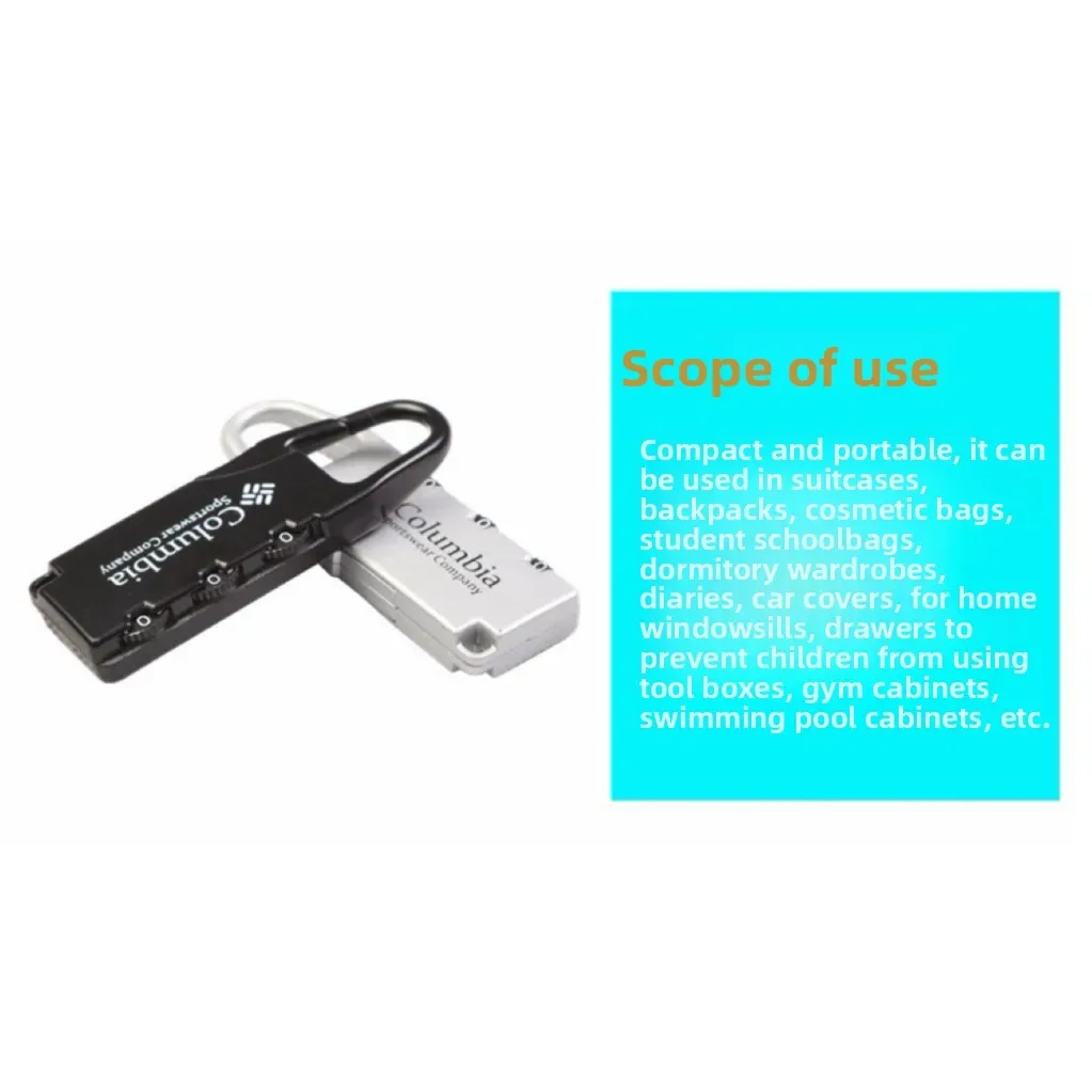 cadenas code métallique vert argent compact portable antivol usage voyage sac valise armoire dormir fenêtre tiroir