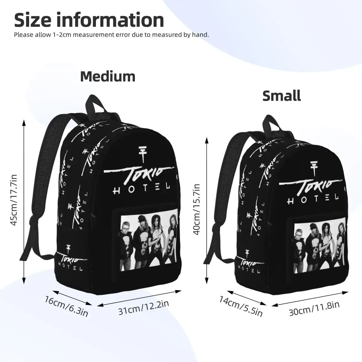 tokio hotel billkaulitz sac à dos pour hommes femmes décontracté étudiant affaires sac à dos rock musique ordinateur portable sac à bandoulière durable