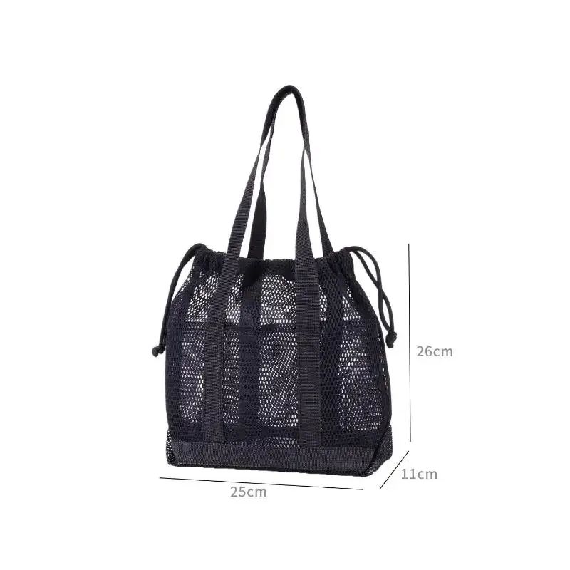 sac fourre-tout en maille avec cordon de serrage, respirant, à séchage rapide, grande capacité, sac à main portable pour la salle de sport, la natation, la plage, les sports, les escapades de week-end