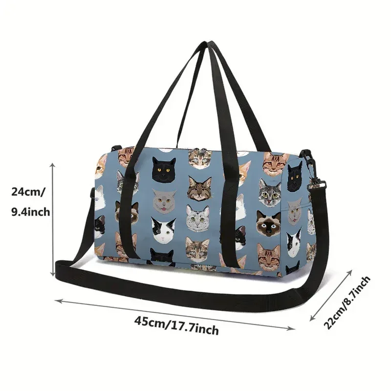 Sac de voyage à grande capacité avec tête de chat de dessin animé pour garçons et filles, meilleurs cadeaux, sac de voyage plat 2D de dessin animé, sac à main pour enfants