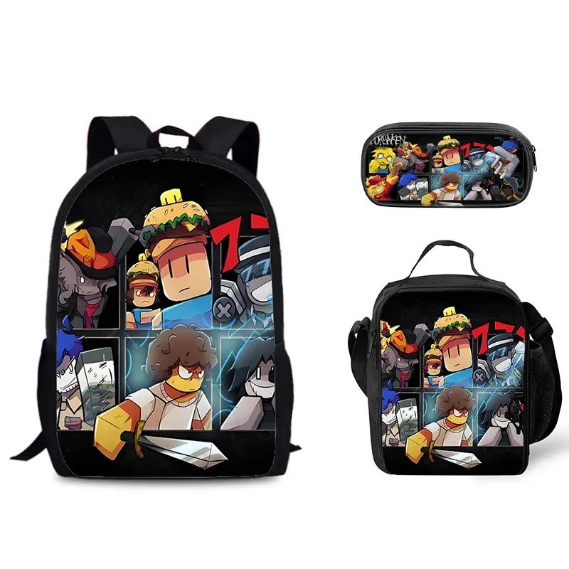 sac dos nylon personnages dessins animés fond noir format grand volume usage étudiant voyage