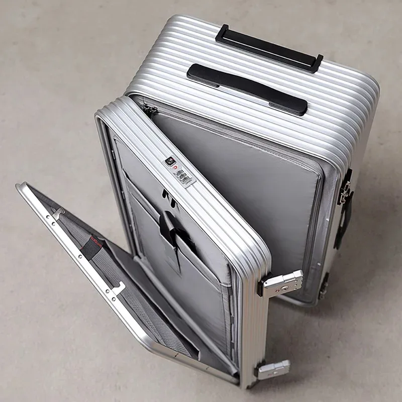 klqdzms 20 "24" 26 "28 pouces valise pour hommes tout en aluminium magnésium alliage boîte d'embarquement avant ordinateur portable boîtier de chariot bagages d'affaires