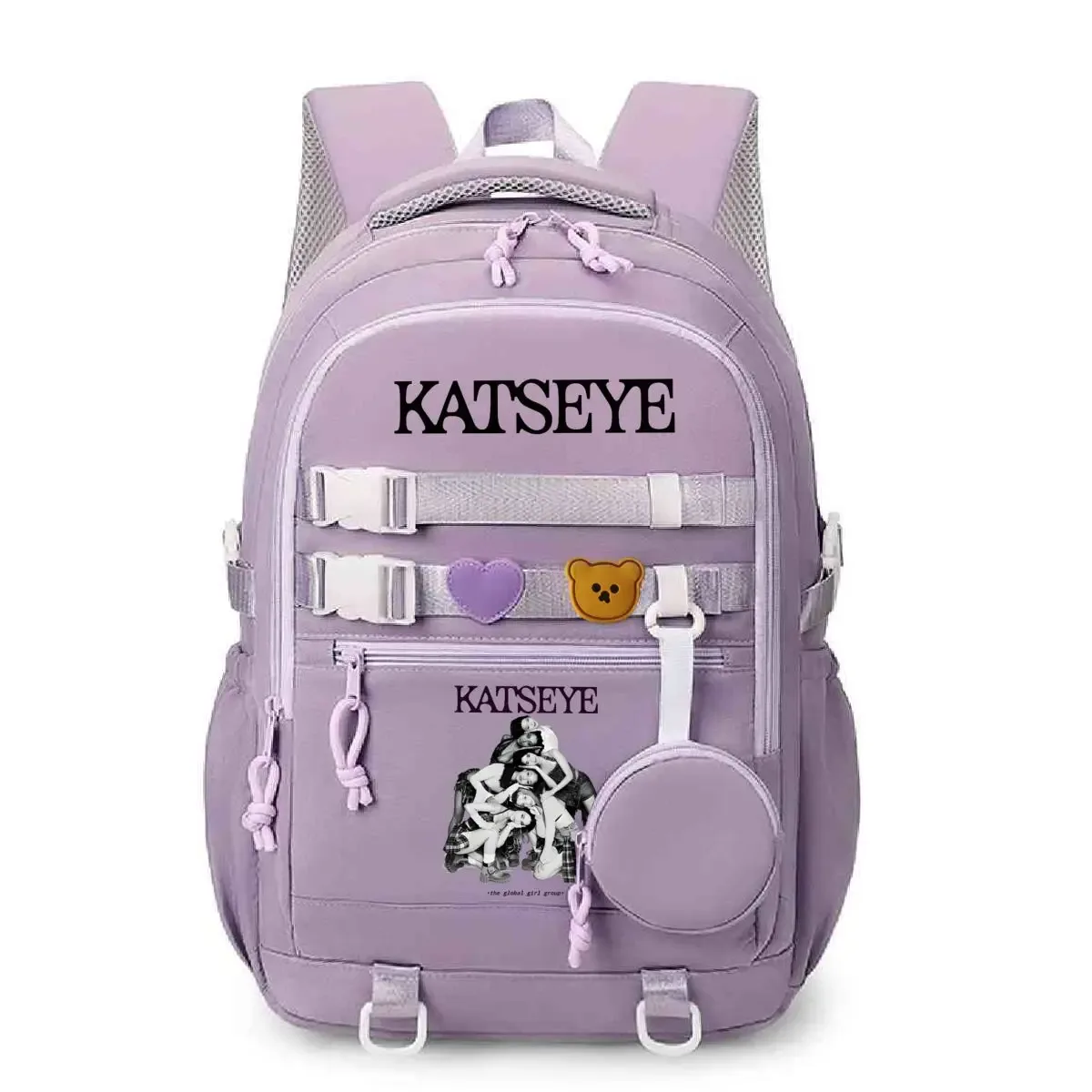 sacs à dos d'école graphiques katseye pour femmes et filles, sacoche pour ordinateur portable, cartable pour adolescentes, cadeaux pour fans de katseye