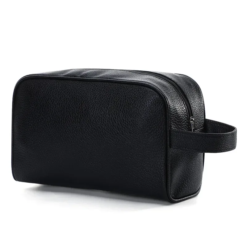 trousse de toilette homme en cuir pu avec fermeture éclair, sac de voyage cosmétique, organisateur de maquillage, pochette neceser