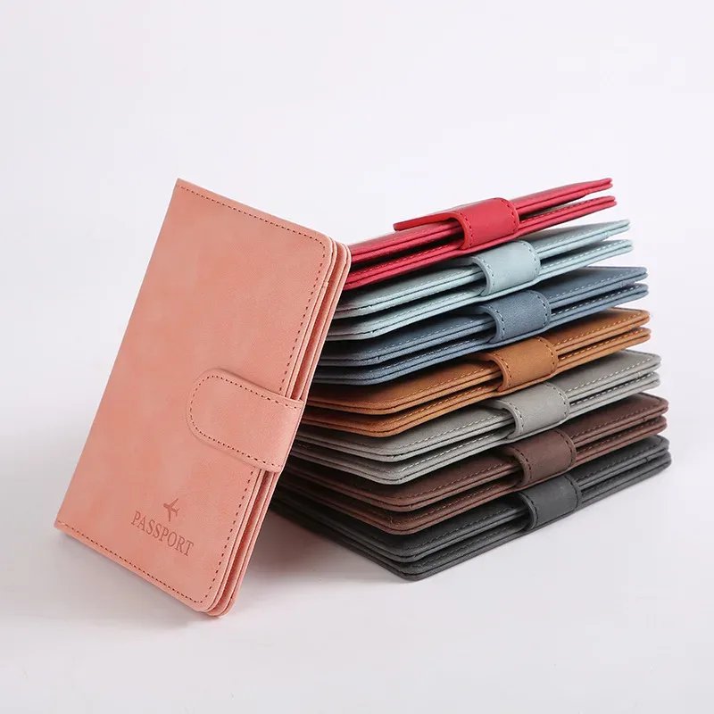 porte-passeport en cuir couvre étui étanche voyage carte de crédit portefeuille mignon passeport livre pour femmes/hommes boucle passeport couverture