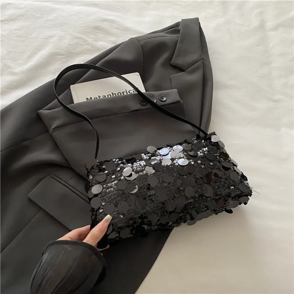 sacs à bandoulière légers à paillettes pour femmes, couleur unie, grande capacité, sac de soirée, sac fourre-tout pour femmes