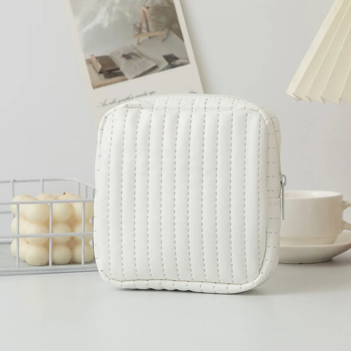 pochette en cuir de couleur bonbon pour serviettes hygiéniques, petite trousse de maquillage pour femmes, sacs organisateurs pour rouge à lèvres, câble de données, écouteurs, porte-monnaie à fermeture éclair
