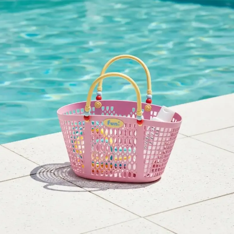 panier de rangement de salle de bain style bohème, imperméable et drainable, ajouré léger, pour articles de toilette et organisateur de légumes
