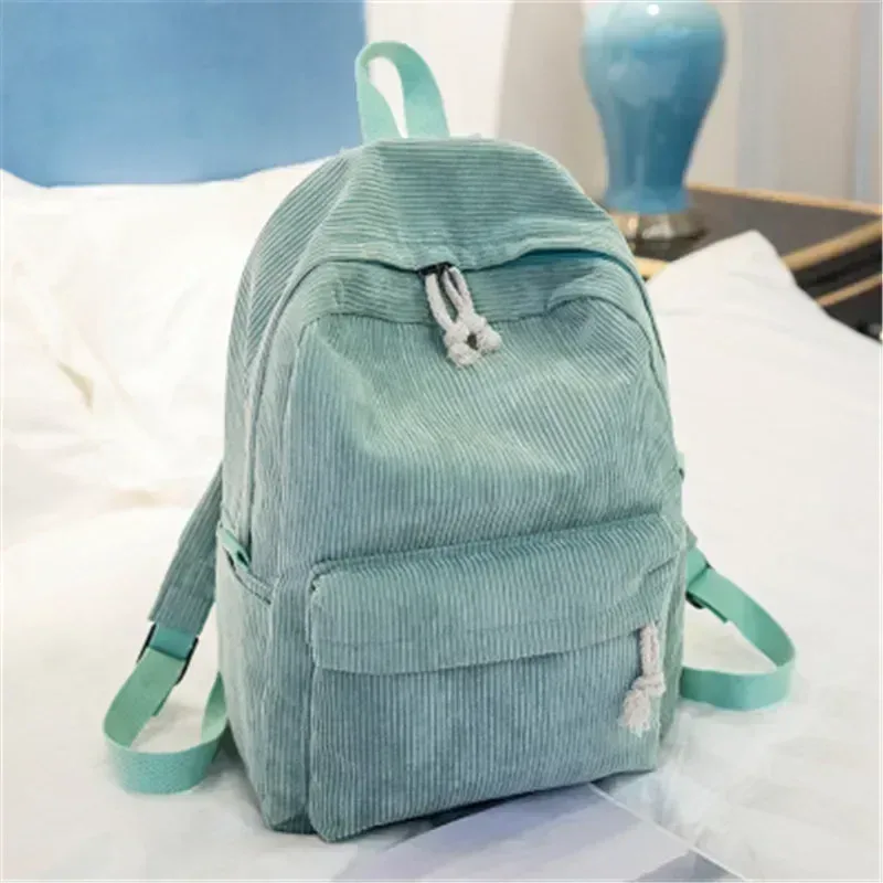 sac à dos en velours côtelé doux pour femme, cartable de grande capacité pour voyage, école, adolescentes