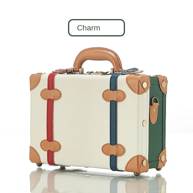 valise vintage fabriquée à la main, mallette d'affaires, mini valise de voyage, étui de maquillage, verrouillage par mot de passe, organisateur de rangement de bagages en cuir